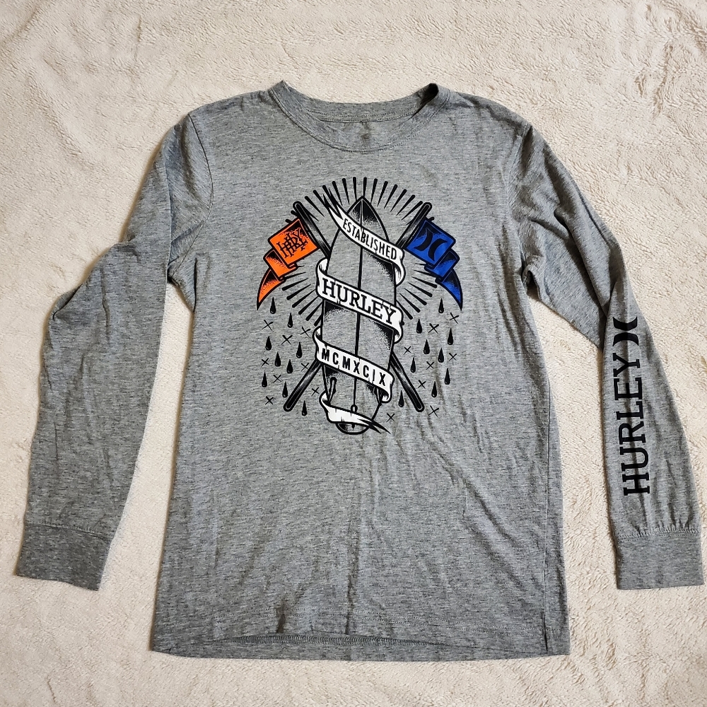 Boys Hurley Long Sleeve Shirt Grey Size XL 13-15 Years